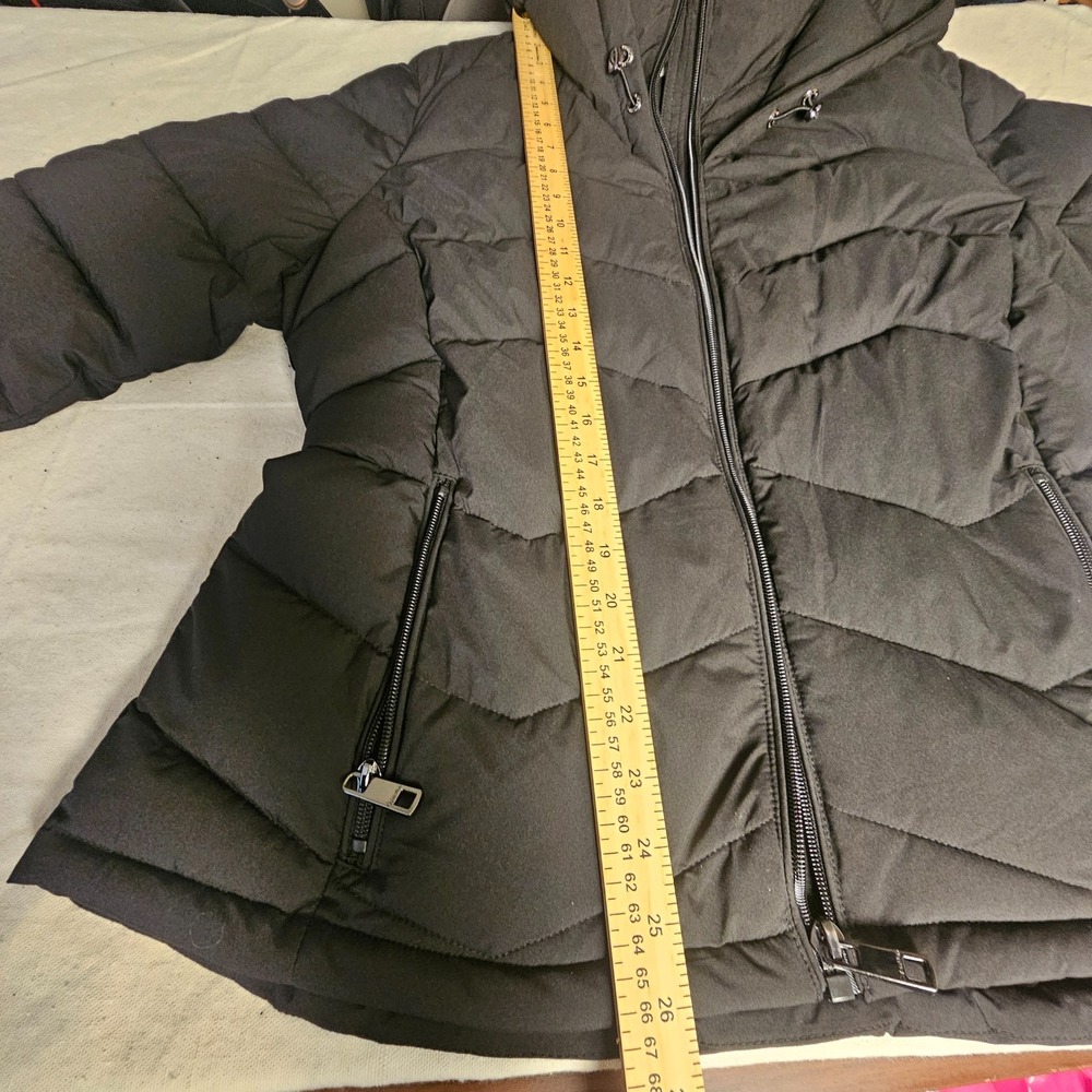 Calvin Klein Black Puffer Jacket Hood Fitted XL Athleisure Insulated Apres Ski - Picture 8 of 10